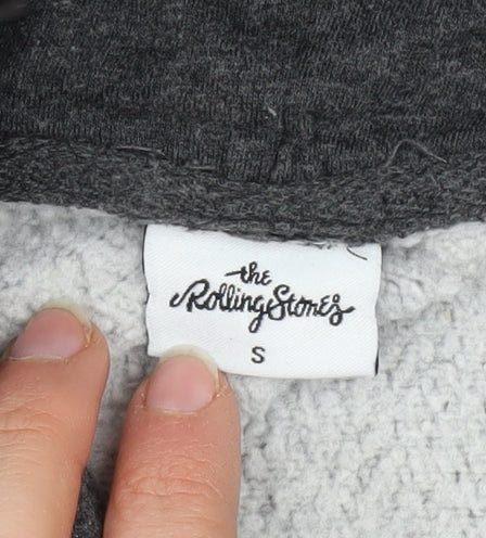 The Rolling Stones Men’s Grey Pullover Hoodie S Graphic Logo Sweatshirt