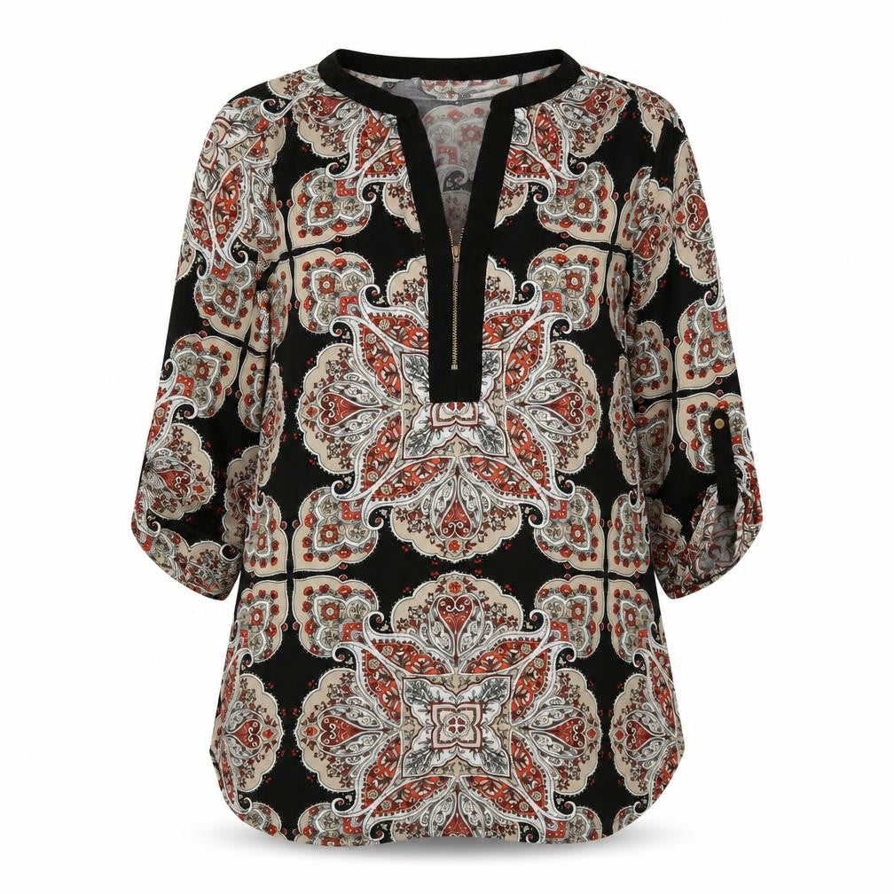 Wallis Women's Multicoloured Paisley Tunic Blouse UK M 3/4 Sleeve