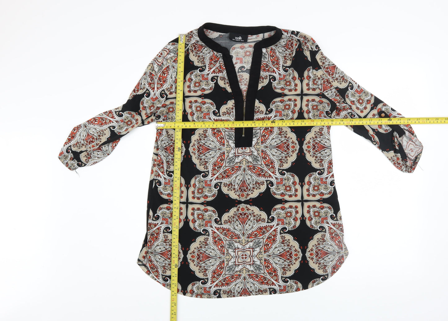 Wallis Women's Multicoloured Paisley Tunic Blouse UK M 3/4 Sleeve