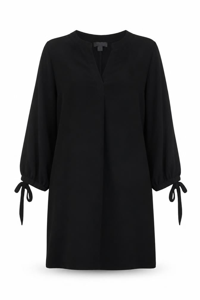 Primark Women’s Black Shift Dress Size 12 V-Neck Puff Sleeve Knee Length