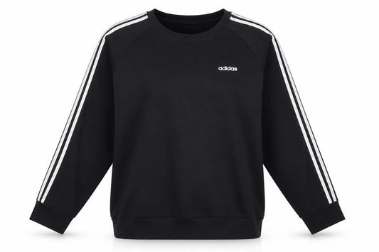 Adidas Women Black L Sweatshirt Cotton Blend Crew Neck Long Sleeve