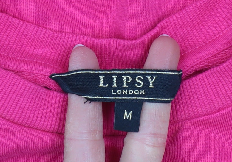 Lipsy London Womens Pink Animal Print Pullover Sweatshirt Size M