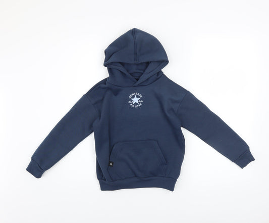 Converse Boys Blue Pullover Hoodie 5-6 Years Fleece Logo Sweatshirt