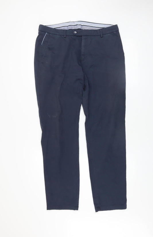 Bugatti Men's Blue Chino Trousers Size L 42in Regular Fit