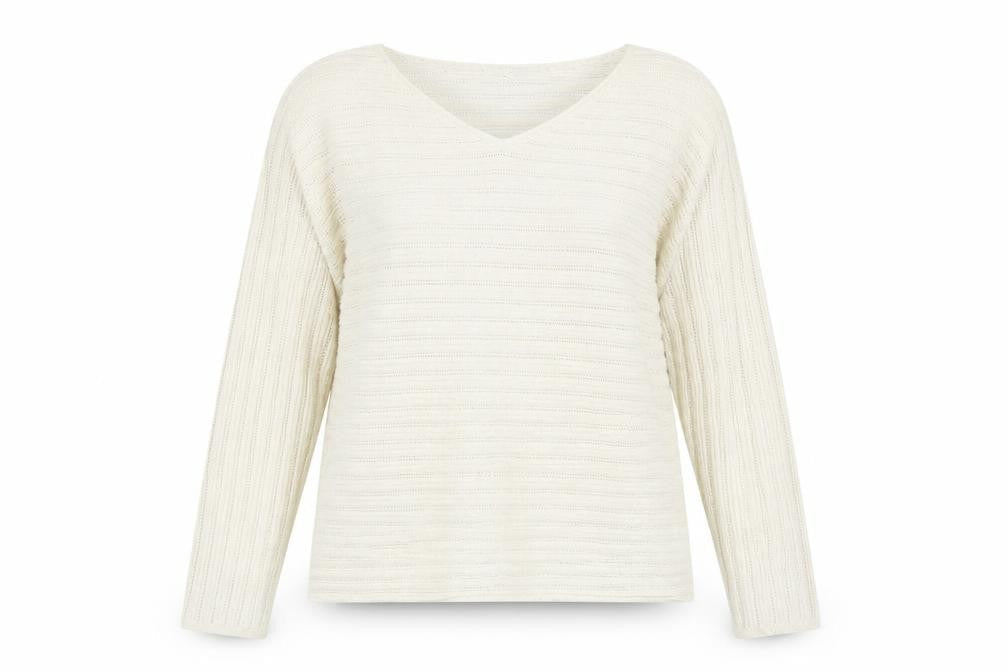 Tommy Bahama Womens Ivory V-Neck Open-Knit Cotton Jumper Size L
