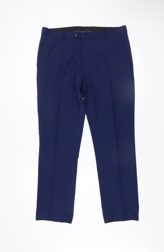 Next Men's Blue Dress Pants Trousers 34W 29L Regular Fit