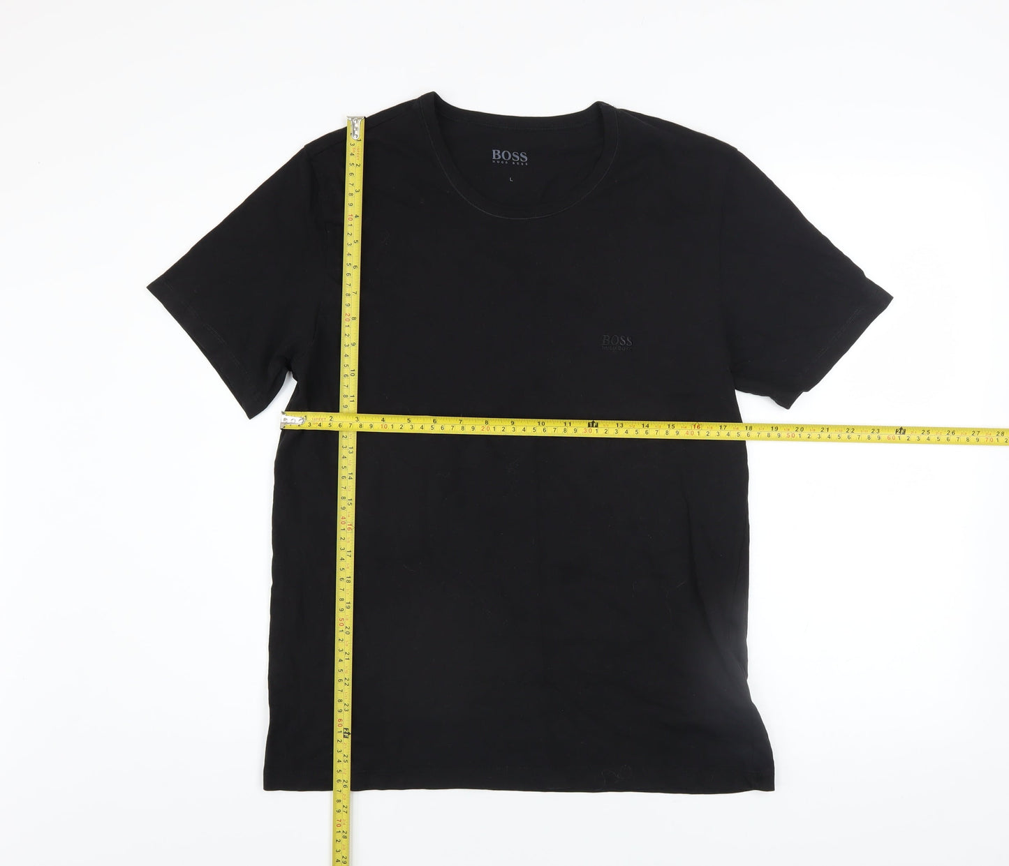 Hugo Boss Men's Black Cotton Crew Neck Regular Fit T-Shirt L