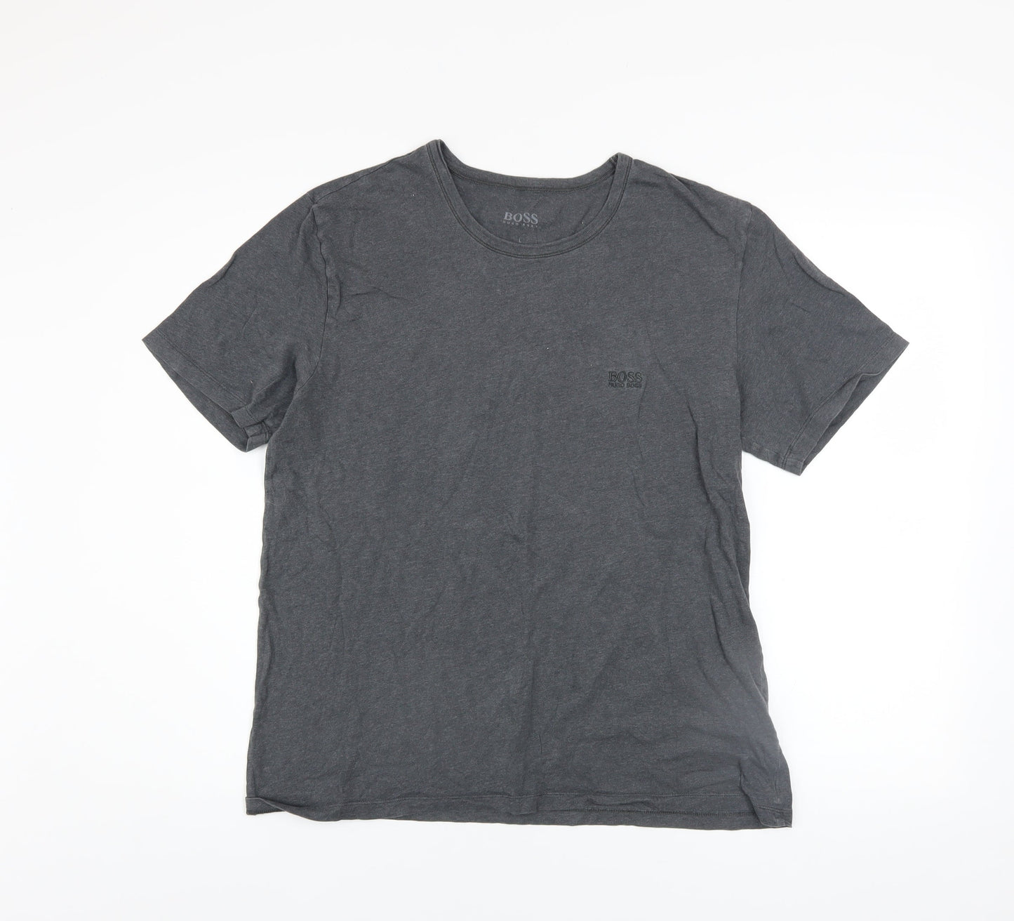 Hugo Boss Men's Grey Cotton Crew Neck Short Sleeve T-Shirt L