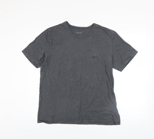 Hugo Boss Men's Grey Cotton Crew Neck Short Sleeve T-Shirt L