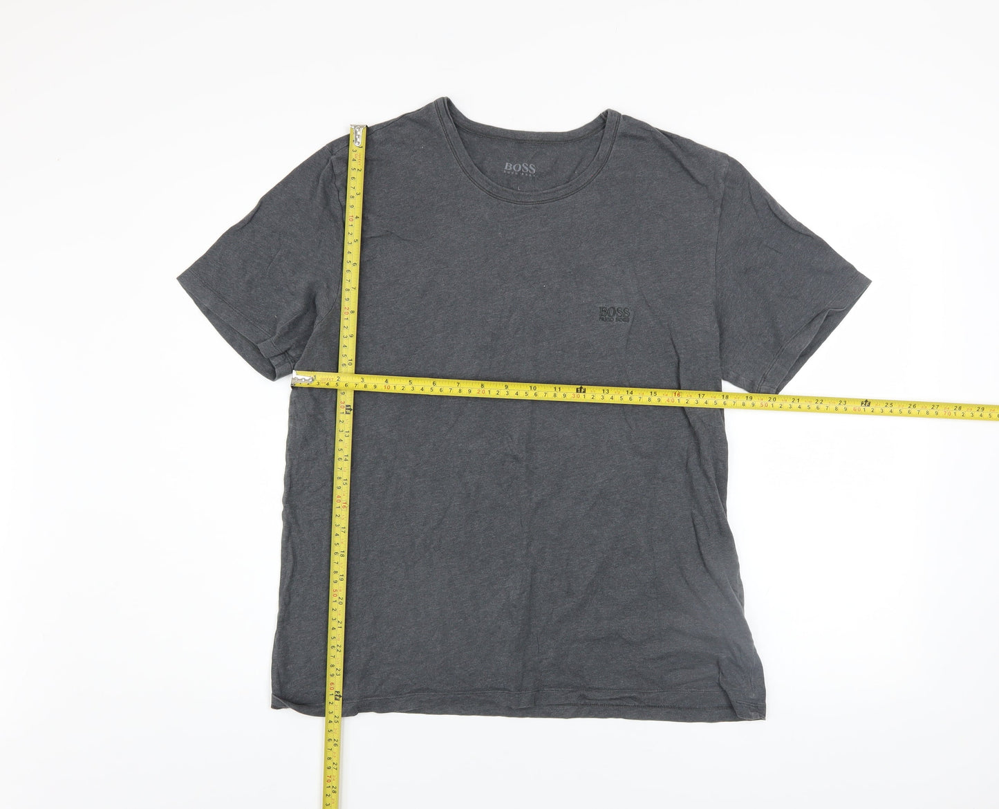 Hugo Boss Men's Grey Cotton Crew Neck Short Sleeve T-Shirt L