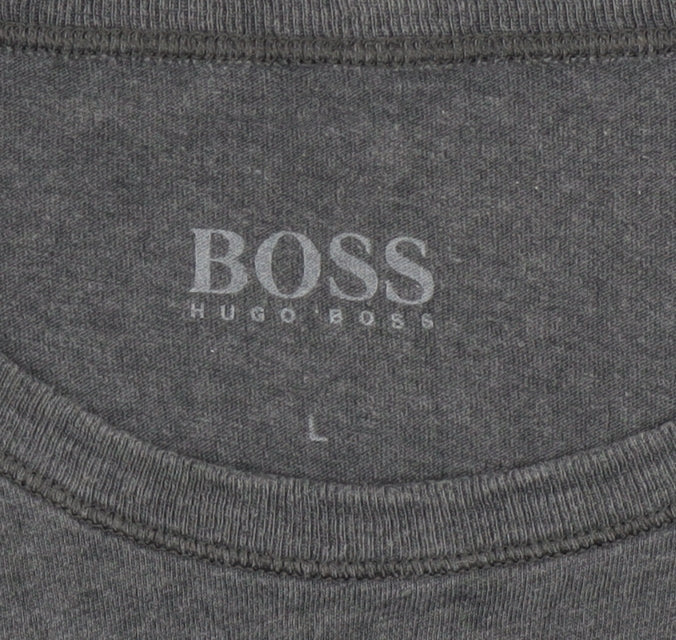 Hugo Boss Men's Grey Cotton Crew Neck Short Sleeve T-Shirt L