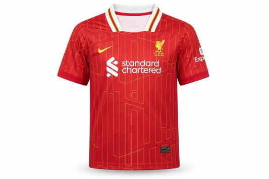 Front view of Nike boys’ red lfc football jersey t-shirt 10-11 years lightweight sports top