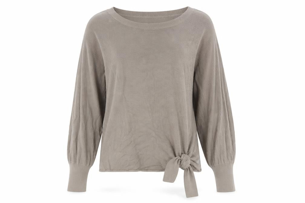 Oui Women’s Beige Boat Neck Tie Side Knit Jumper Size 14