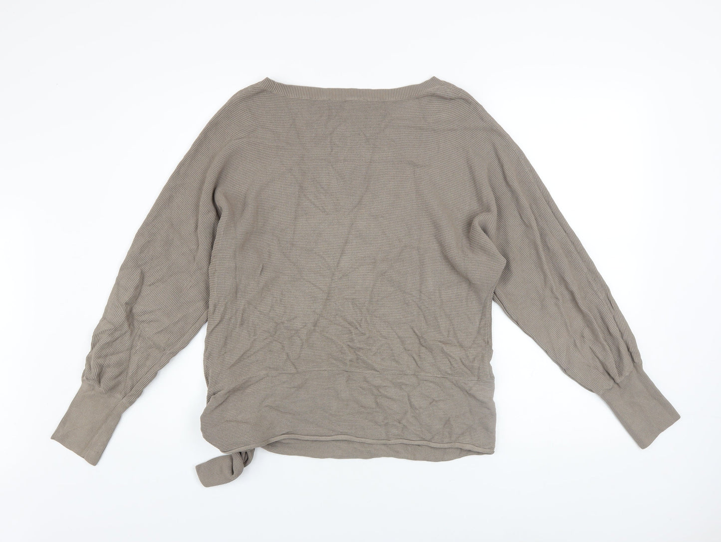 Oui Women’s Beige Boat Neck Tie Side Knit Jumper Size 14