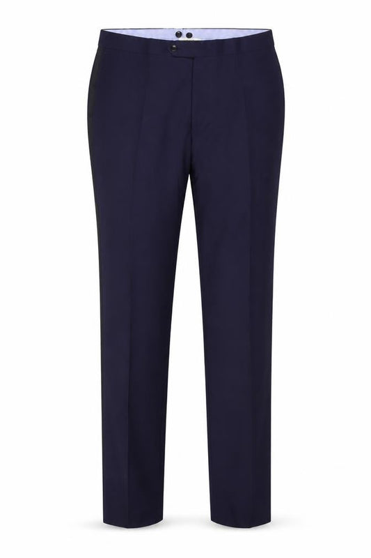 Front view of Van Gils Men's Blue Wool Dress Trousers, size 54, Tailored Fit