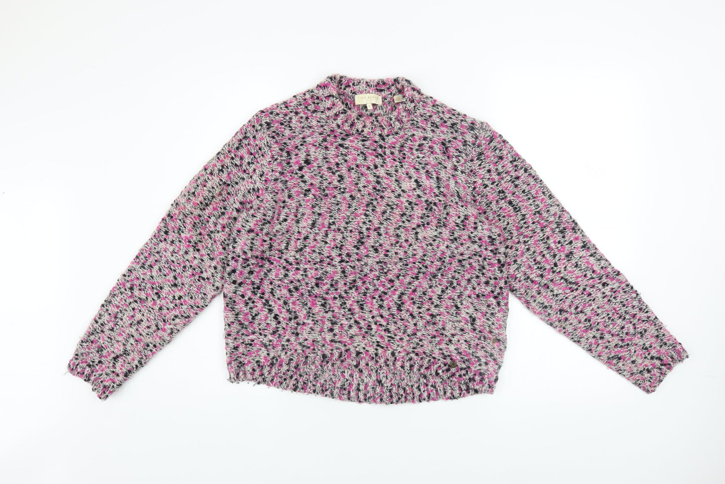 Ted Baker Women’s Multicoloured Wool Blend Chunky Knit High Neck Jumper Size S