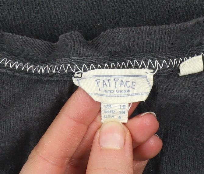Fat Face Womens Black Cotton 'Living The Dream' Tank Top Size 10