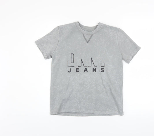 DKNY Boys Grey Logo Acid Wash Cotton Blend T-Shirt Size 10 Years