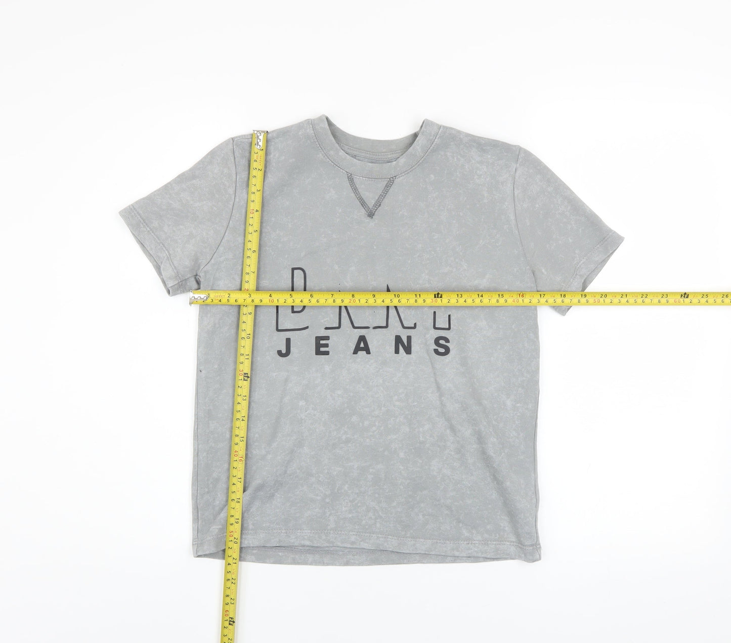 DKNY Boys Grey Logo Acid Wash Cotton Blend T-Shirt Size 10 Years
