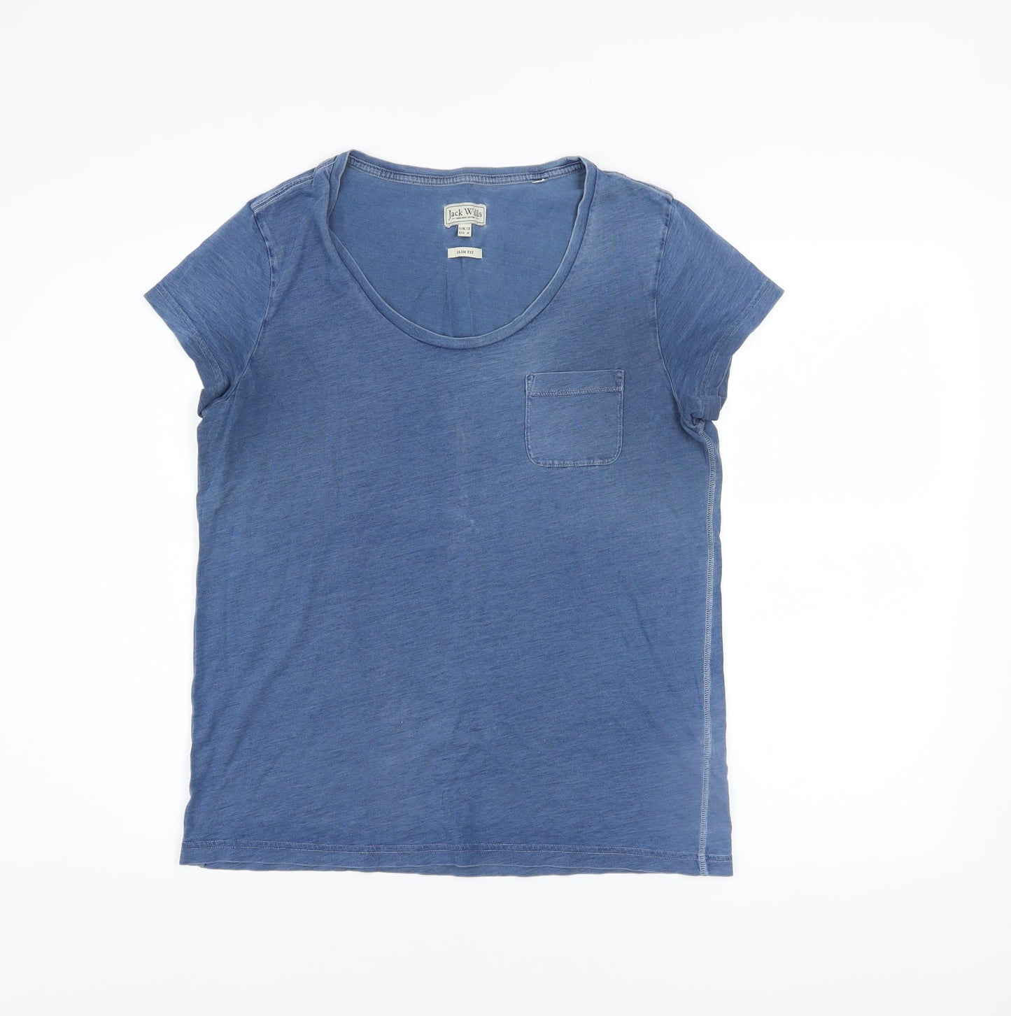Jack Wills Womens Blue Slim Fit Cotton T-Shirt UK 12