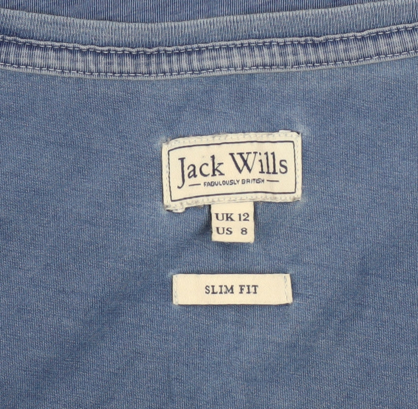 Jack Wills Womens Blue Slim Fit Cotton T-Shirt UK 12