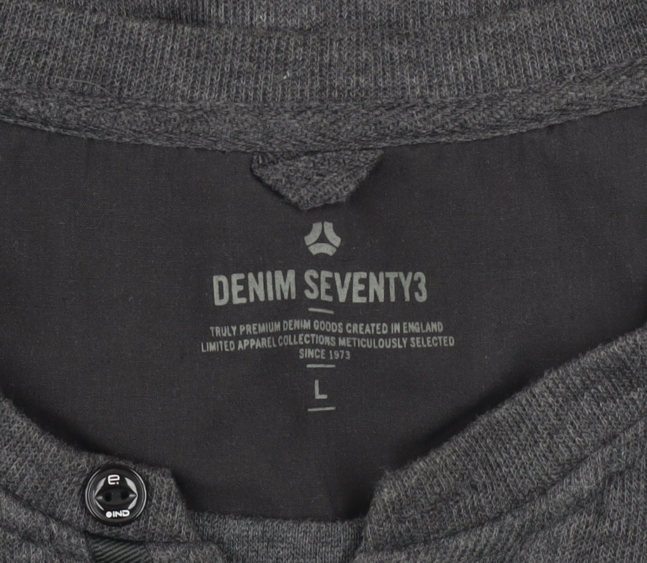 Denim Seventy3 Men's Grey Henley Sweatshirt Size L