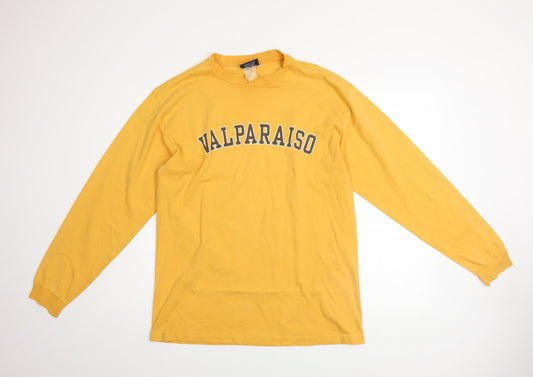 Jansport Men's Yellow Long Sleeve Valparaiso Cotton T-Shirt M Retro