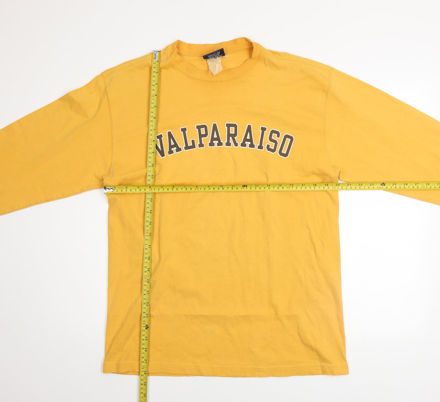 Jansport Men's Yellow Long Sleeve Valparaiso Cotton T-Shirt M Retro