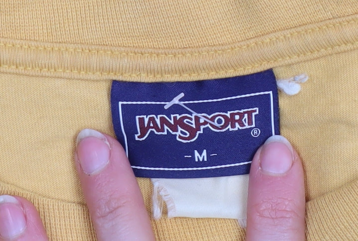 Jansport Men's Yellow Long Sleeve Valparaiso Cotton T-Shirt M Retro