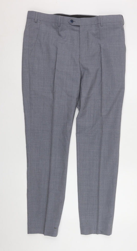 Remus Uomo Men's Grey Wool Blend Dress Pants 36R Formal Trousers