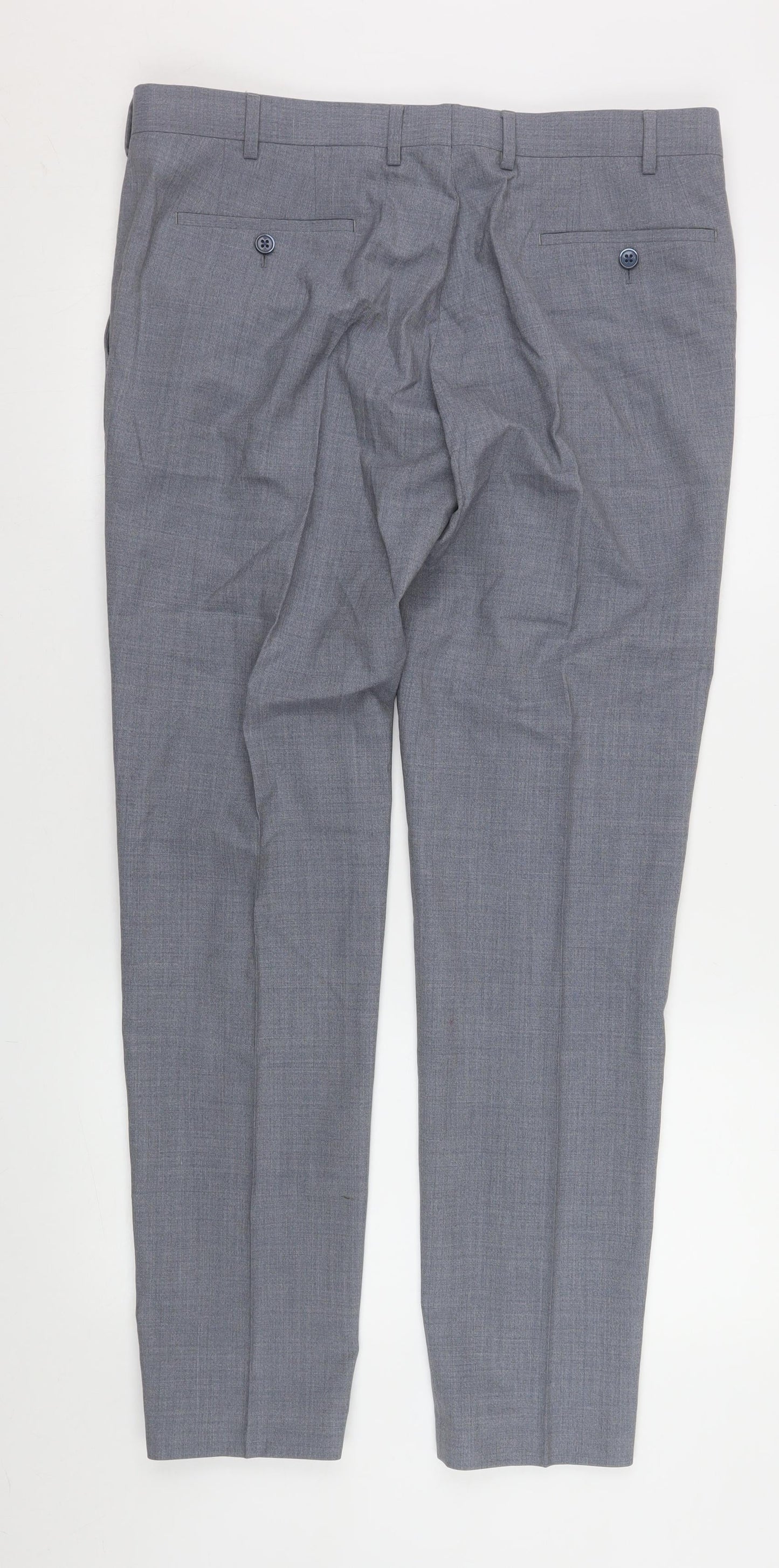 Remus Uomo Men's Grey Wool Blend Dress Pants 36R Formal Trousers
