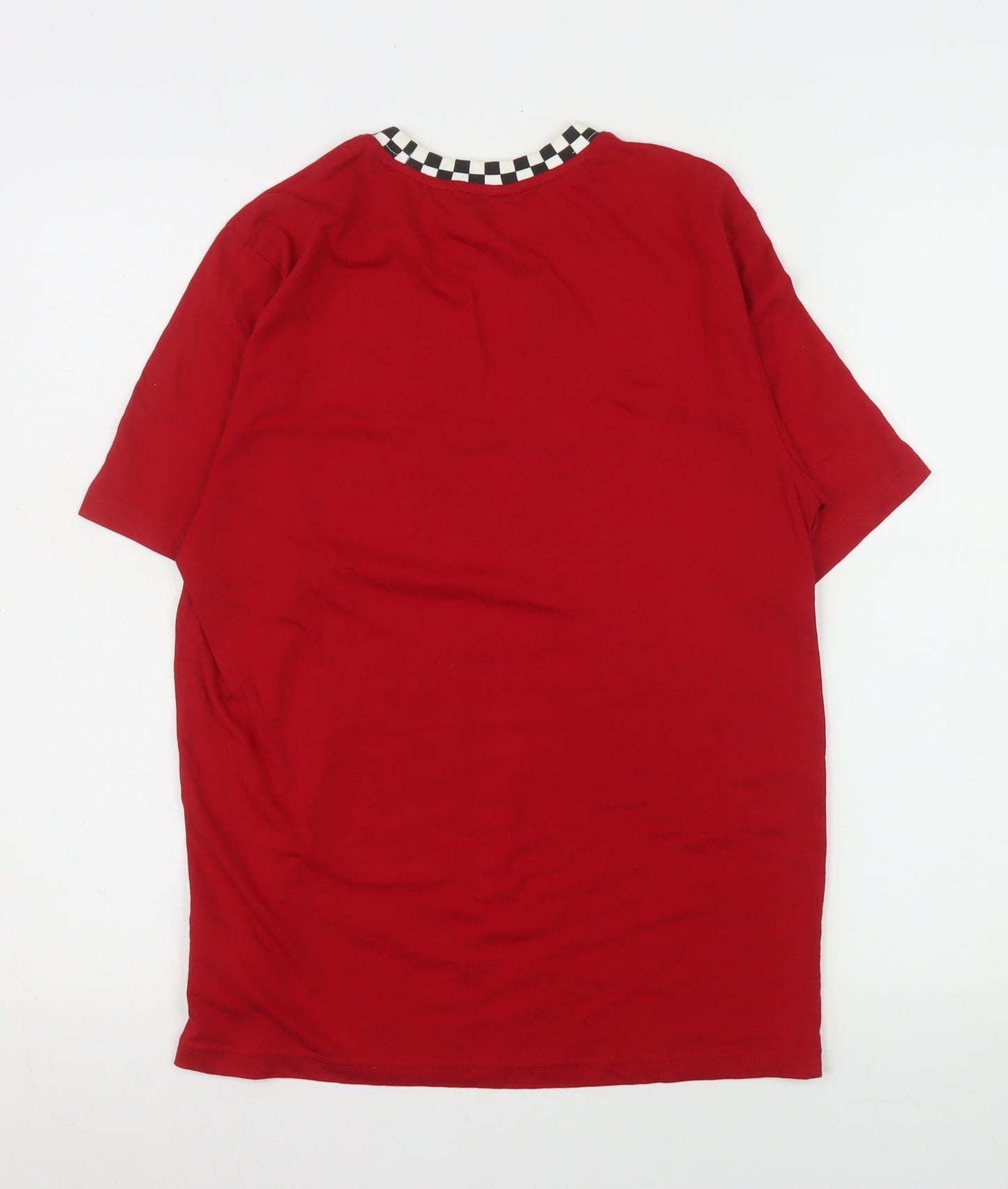 Vans Women Red Ringer T-Shirt L Retro Checkerboard Collar