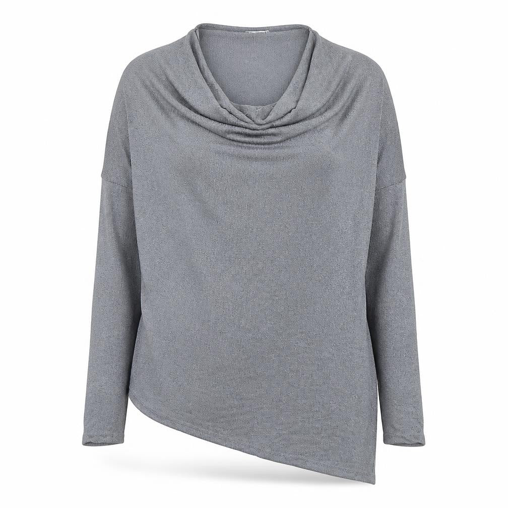 Gallery Womens Grey Cowl Neck Long Sleeve Knit Blouse Size 14