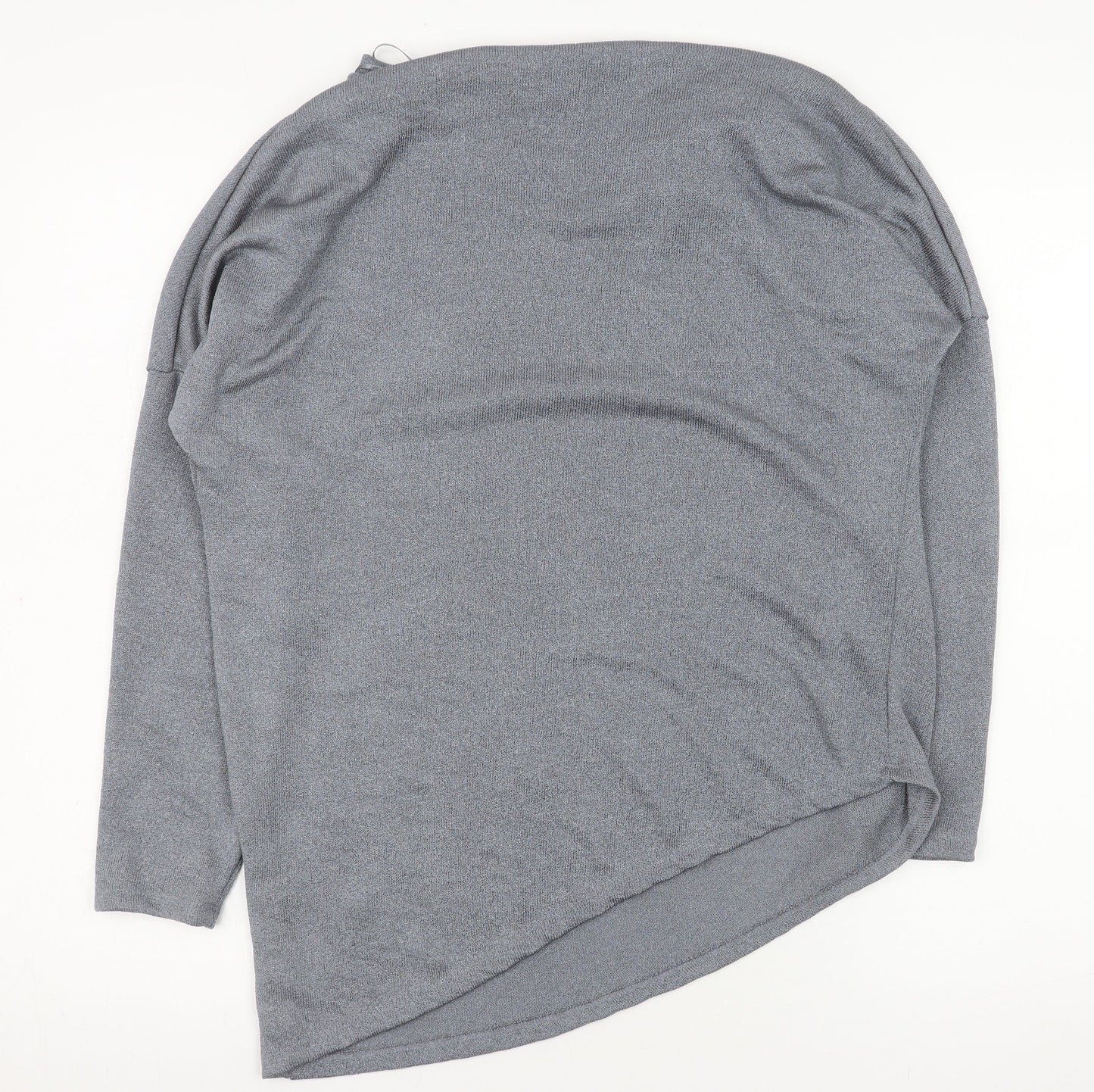 Gallery Womens Grey Cowl Neck Long Sleeve Knit Blouse Size 14