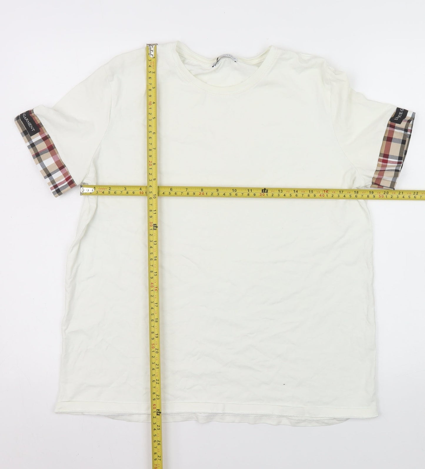 ZARA Women White Cotton Short Sleeve Crew Neck T-Shirt Size 12