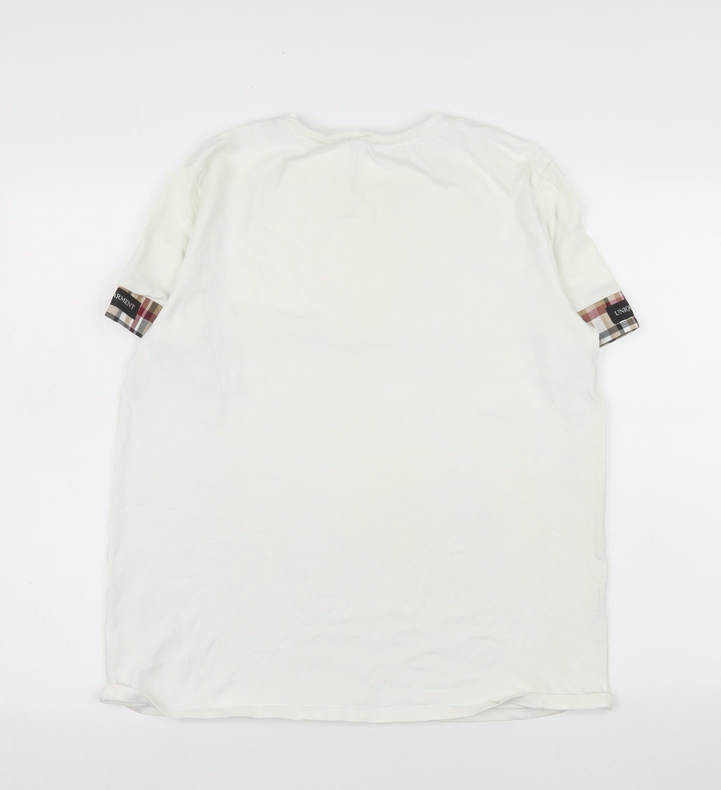 ZARA Women White Cotton Short Sleeve Crew Neck T-Shirt Size 12