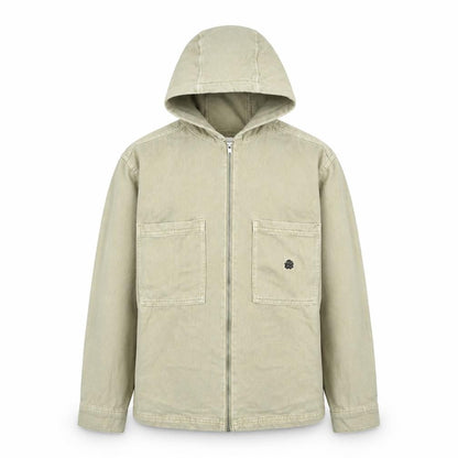 Front view of Zara boys’ beige cotton hooded full zip jacket 13-14 years