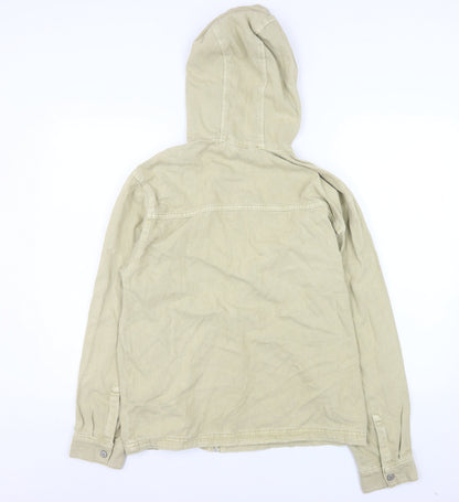 Close-up detail of Zara boys’ beige cotton hooded full zip jacket 13-14 years