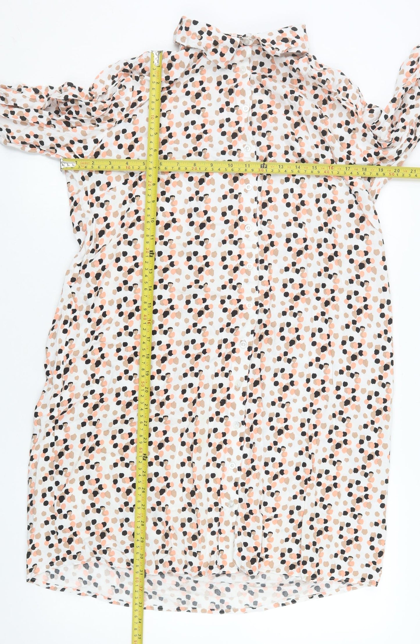 KIABI Women’s Multicoloured Polka Dot Viscose Shirt Dress Size 12