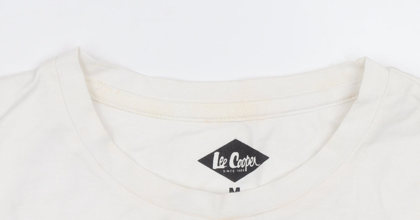 Lee Cooper Men's White Long Sleeve Crew Neck Cotton Top M