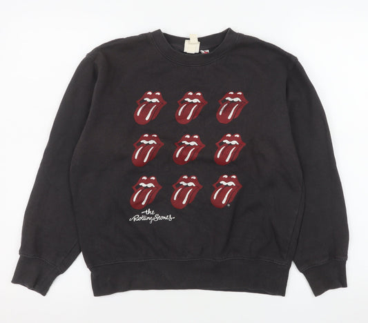 H&M L.O.G.G. Women's Black Rolling Stones Graphic Pullover Sweatshirt XS