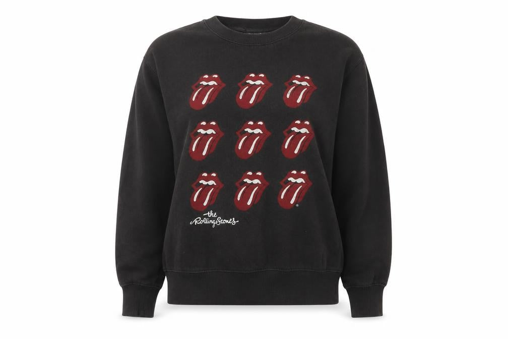 H&M L.O.G.G. Women's Black Rolling Stones Graphic Pullover Sweatshirt XS