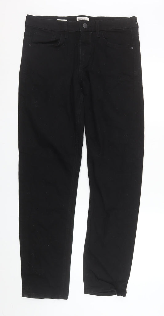 River Island Womens Black Straight Leg Jeans Size 32L Regular Fit