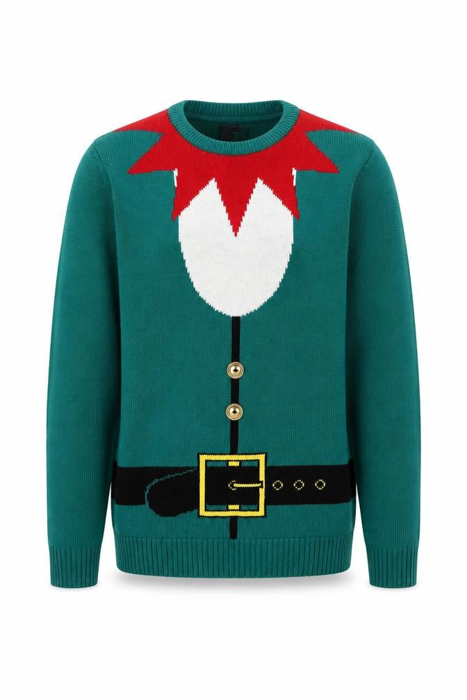 SoulCal & Co Mens Green Elf Christmas Jumper Size M Pullover Knit
