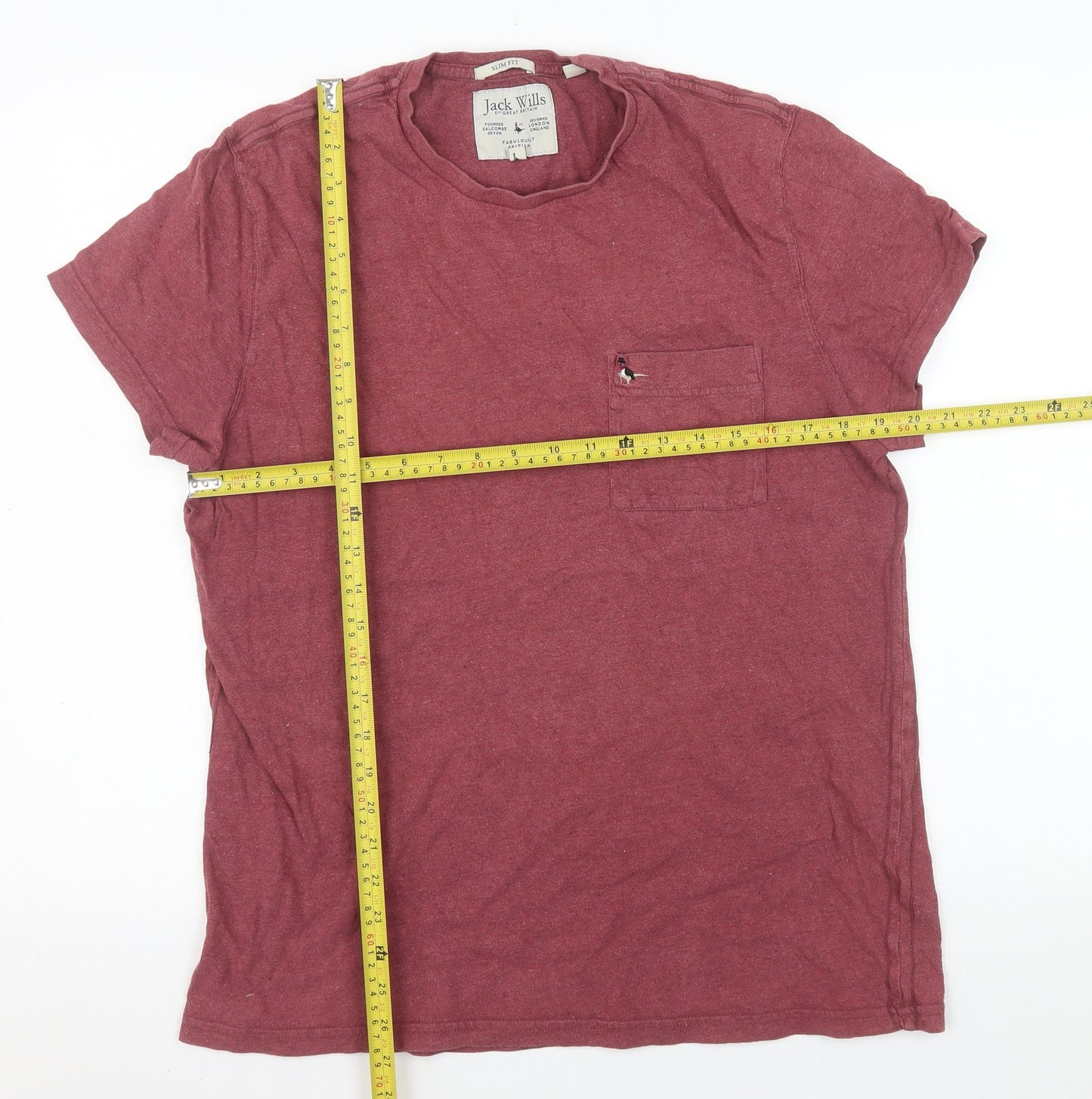 Jack Wills Men’s Red XL Crew Neck Cotton Jersey T-Shirt