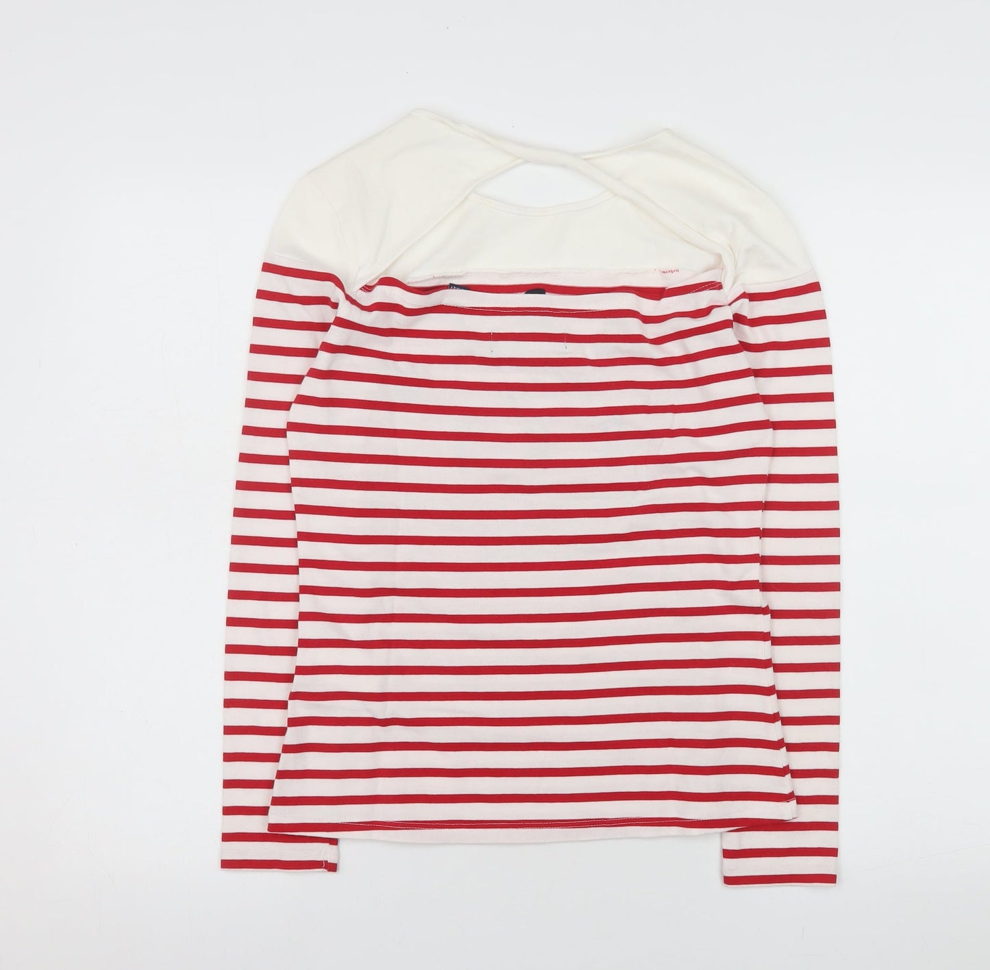 Superdry Womens Red Striped Long Sleeve Cotton T-Shirt UK 8