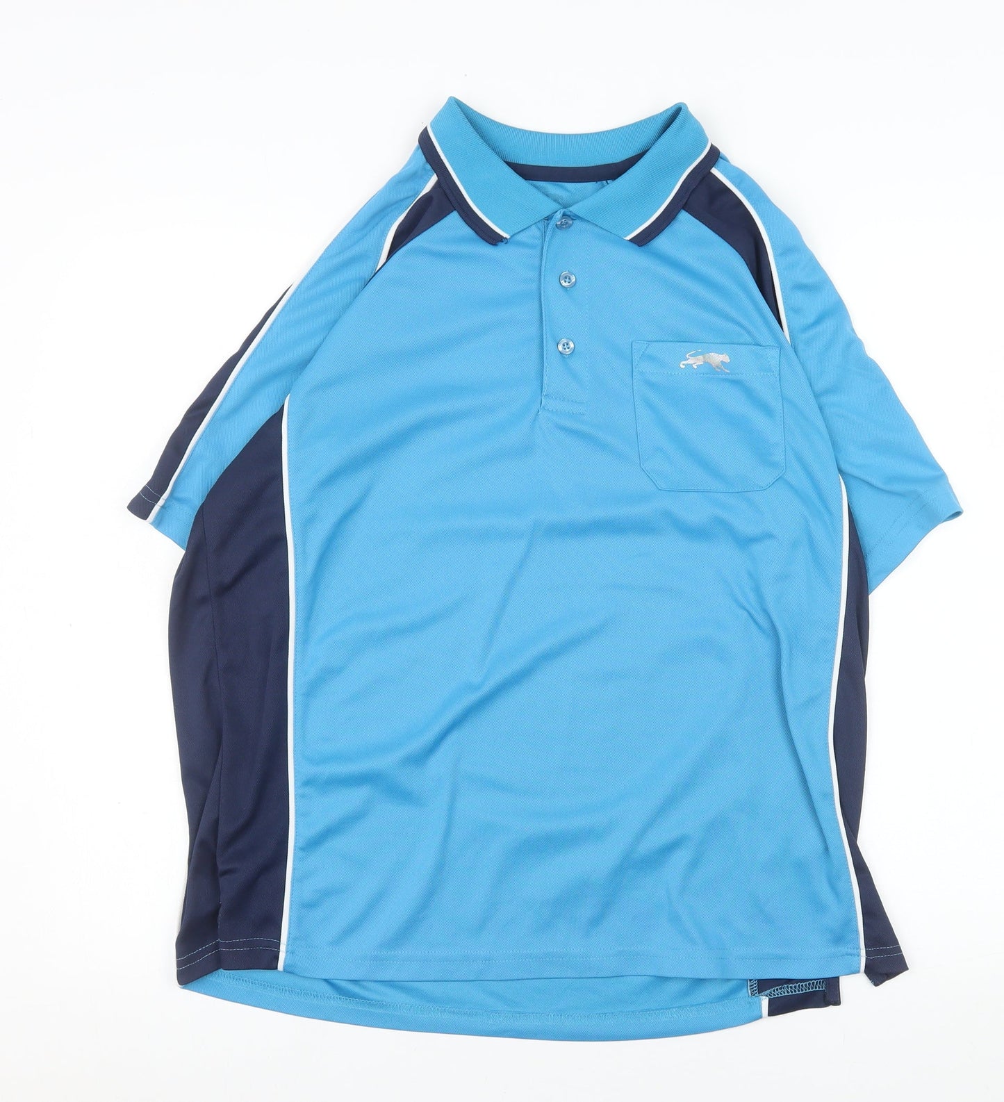 Cougars Men Blue Colourblock Quick Dry Sports Polo Shirt M
