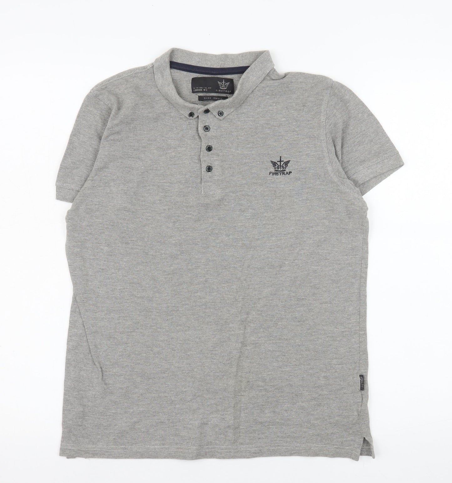 Firetrap Men's Grey Cotton Short Sleeve Polo Shirt Size S