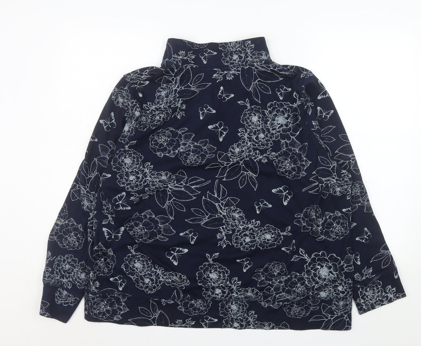 Bm Casual Womens Blue Floral Button-Up Tunic Top XL