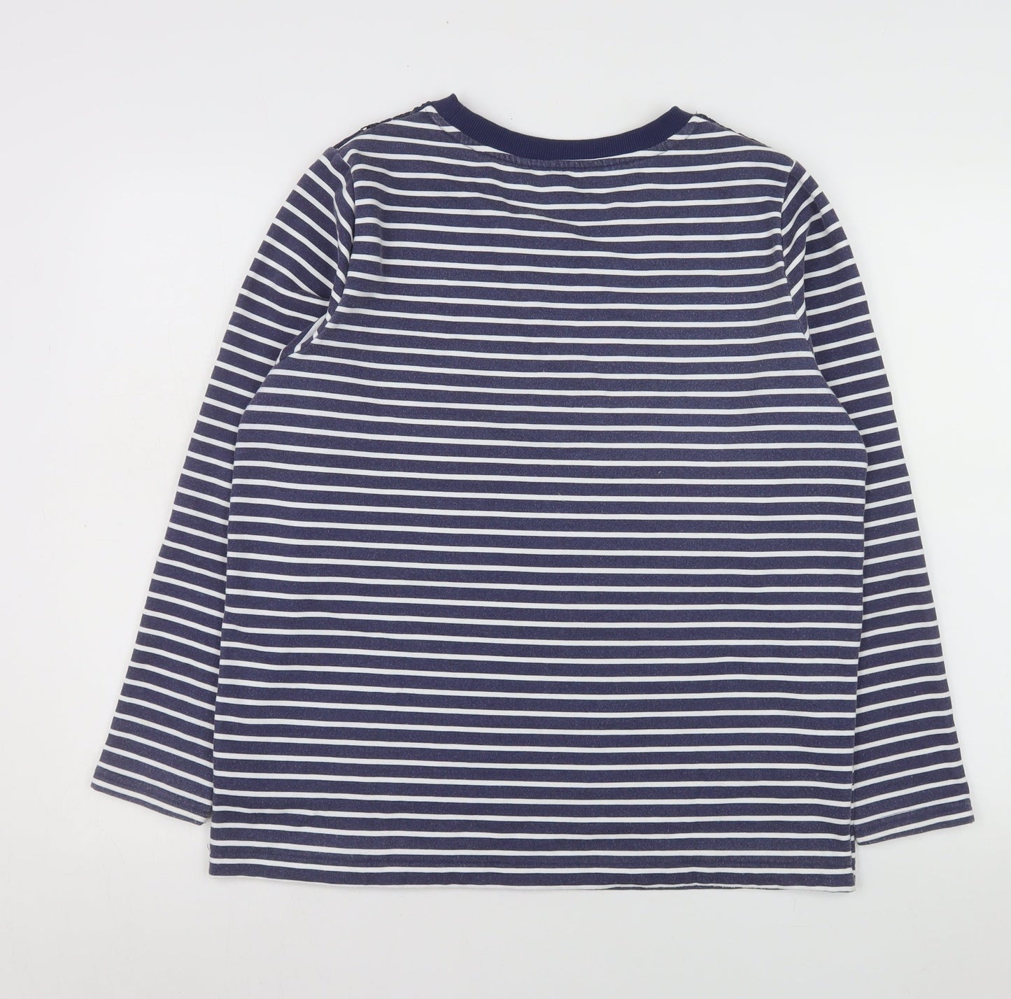 Bonmarché Women Blue Striped Lace Detail Long Sleeve Jersey Top Size 12